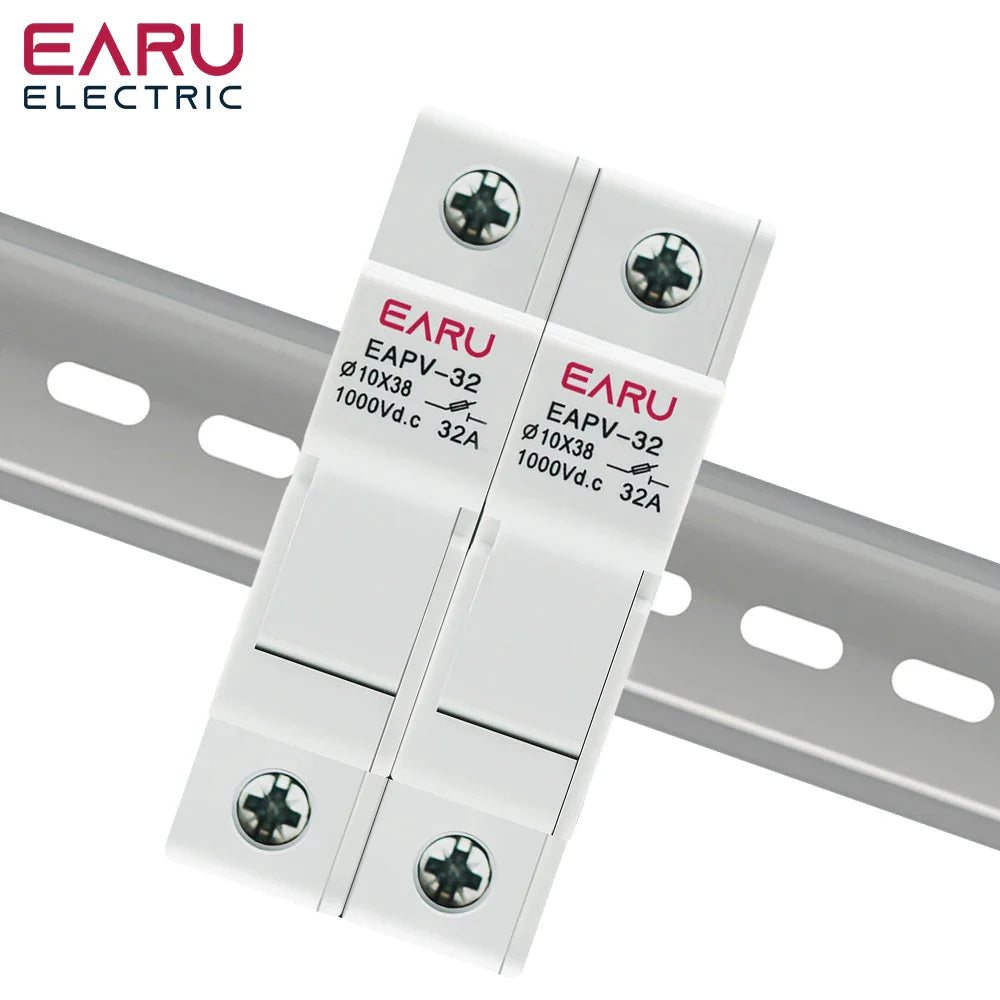 1P 2P Parallel Din Rail DC Fuse Holder 10*38mm High Voltage Solar PV 1000V Base Photovoltaic System Protection Protector gpV