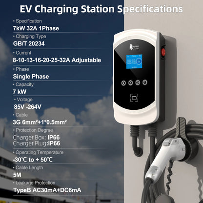 feyree EV Charger GB/T Socket Dynamic Loading Balance Charging Station 7kW 11kW 22kW APP Control for Electric Car EVSE Wallbox