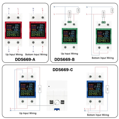 Din Rail AC Monitor 110V 220V Voltage Current Power Factor Active kWh Reset Zero Electric Energy Frequency Meter Voltmeter AMP