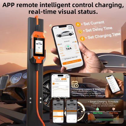 feyree 11kW 16A 3P Portable EV Charger GB/T Plug 4.3" Touchscreen & Charge History WIFI APP Ctrl Smart EVSE for Electric Vehicle