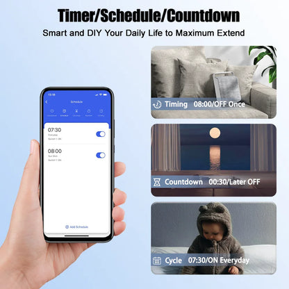 Tuya App 16A 2 Way DIY Mini WiFi Smart Switch Breaker Module Timer Relay Voice Wireless Remote Control for Alexa Google Home