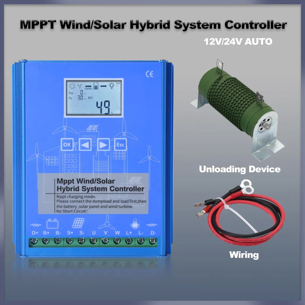 8000W MPPT Wind Solar Hybrid Controller Boost Charger 12V 24V 48V Free Dump Load Support Lithium Lifepo4 Lead Acid GEL Battery by 54Grid - Renewable Energy Store