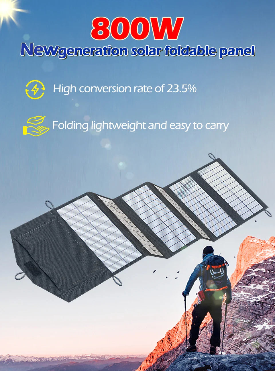 Portable Polysilicon Solar Panel Charger USB 800W 5V DC Foldable For Hiking And Camping by 54Grid - Renewable Energy Store