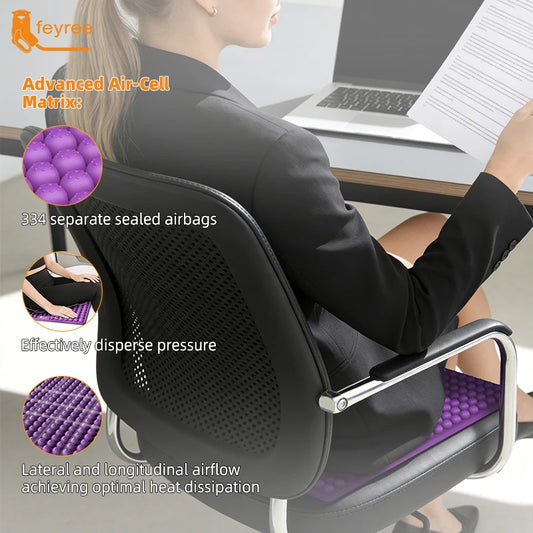 feyree EV Seat Cushion with Air Cell Matrix Design Built-in Negative Ions Silicone Air-Cushion Seat Pad for Electric Vehicles