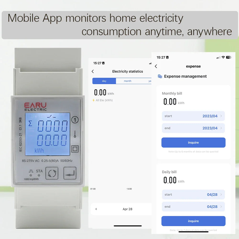 Tuya Wifi Zigbee 110V 220V 80A Smart Single Phase Two-way Bidirectional Energy Meter Timer Power Consumption Monitor KWh Meter by 54Grid - Renewable Energy Store
