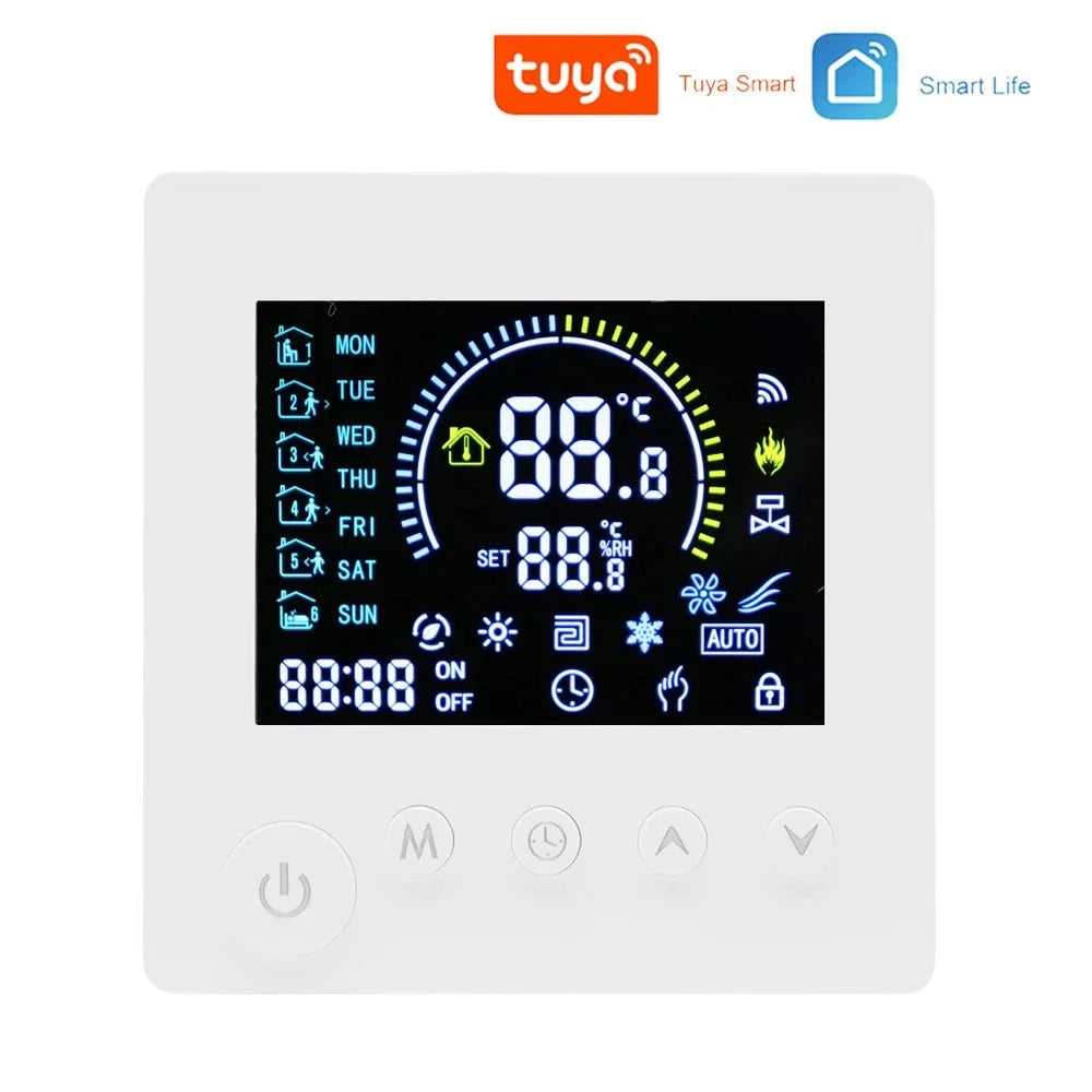 TUYA WiFi Thermostat Temperature Controller Water Electric Floor Heating TRV AC90V-240V 3A 16A Digital LCD Display Wall Mounted by 54Grid - Renewable Energy Store