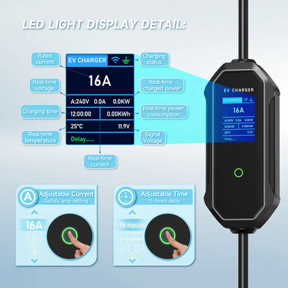 AFYEEV Type2 Portable EV Charger 11KW 16A 3P GBT Car Charger Wi-Fi APP Control EVSE Charging Box CEE Plug for Electric Vehicle
