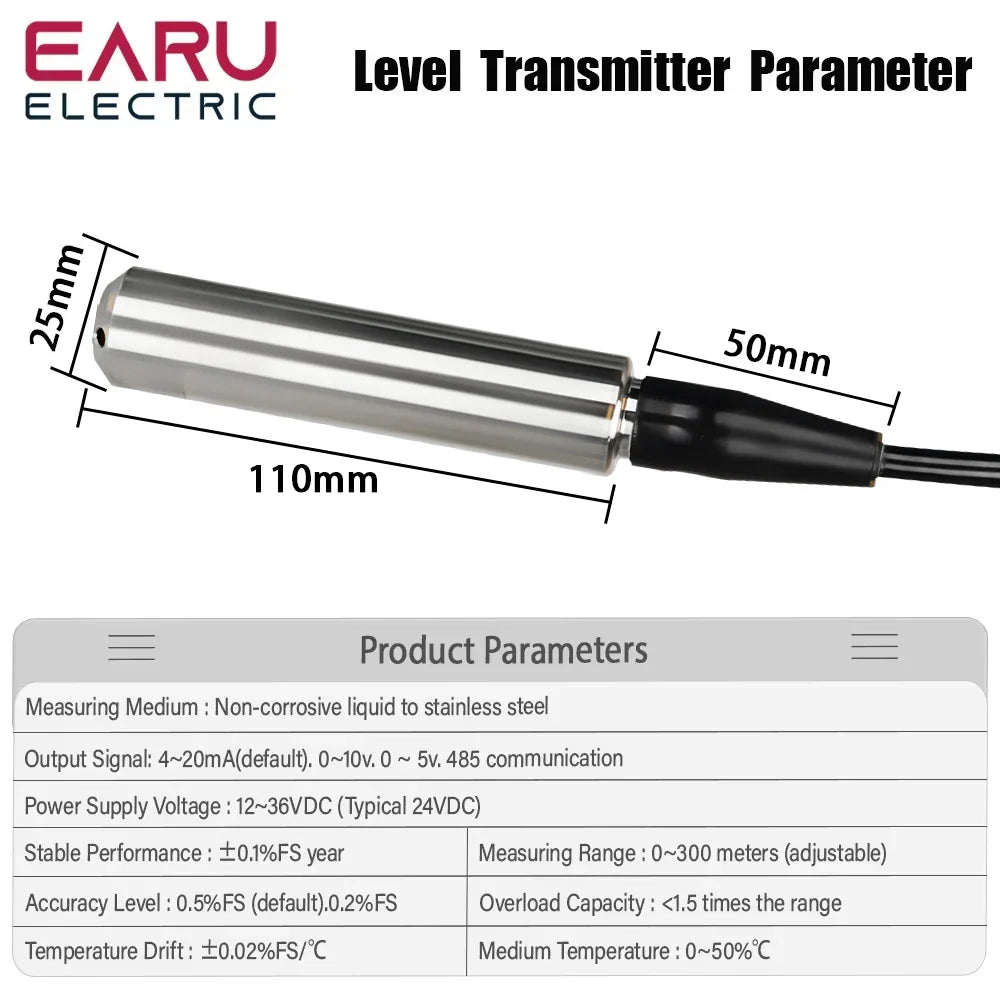 4-20mA Waterproof Integral Level Transmitter Controller Input Liquid Oil Water Level Sensor Controller Float Switch Mount Box
