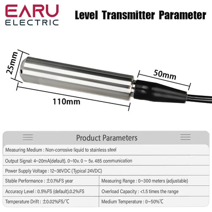 4-20mA Waterproof Integral Level Transmitter Controller Input Liquid Oil Water Level Sensor Controller Float Switch Mount Box