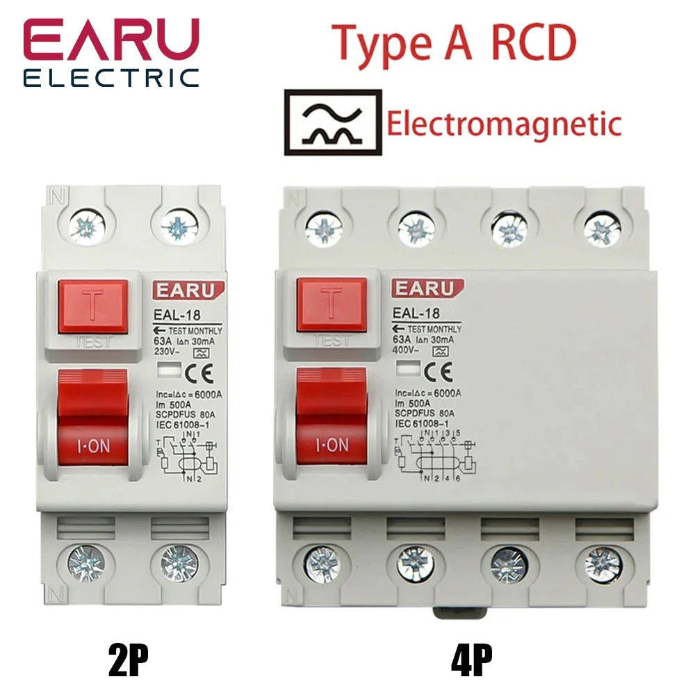 2P 4P 10/30/100/300mA Type A RCCB RCD ELCB Electromagnetic Residual Current Circuit Breaker Differential Breaker Safety Switch by 54Grid - Renewable Energy Store