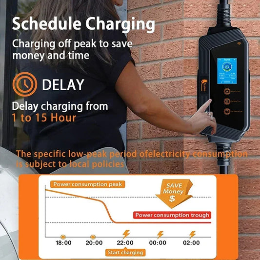 feyree Portable EV charger Type2 32A 7KW Fast Charging for Electric Vehicle APP Wi-Fi Control by Setting Current & Charging time by 54Grid - Renewable Energy Store