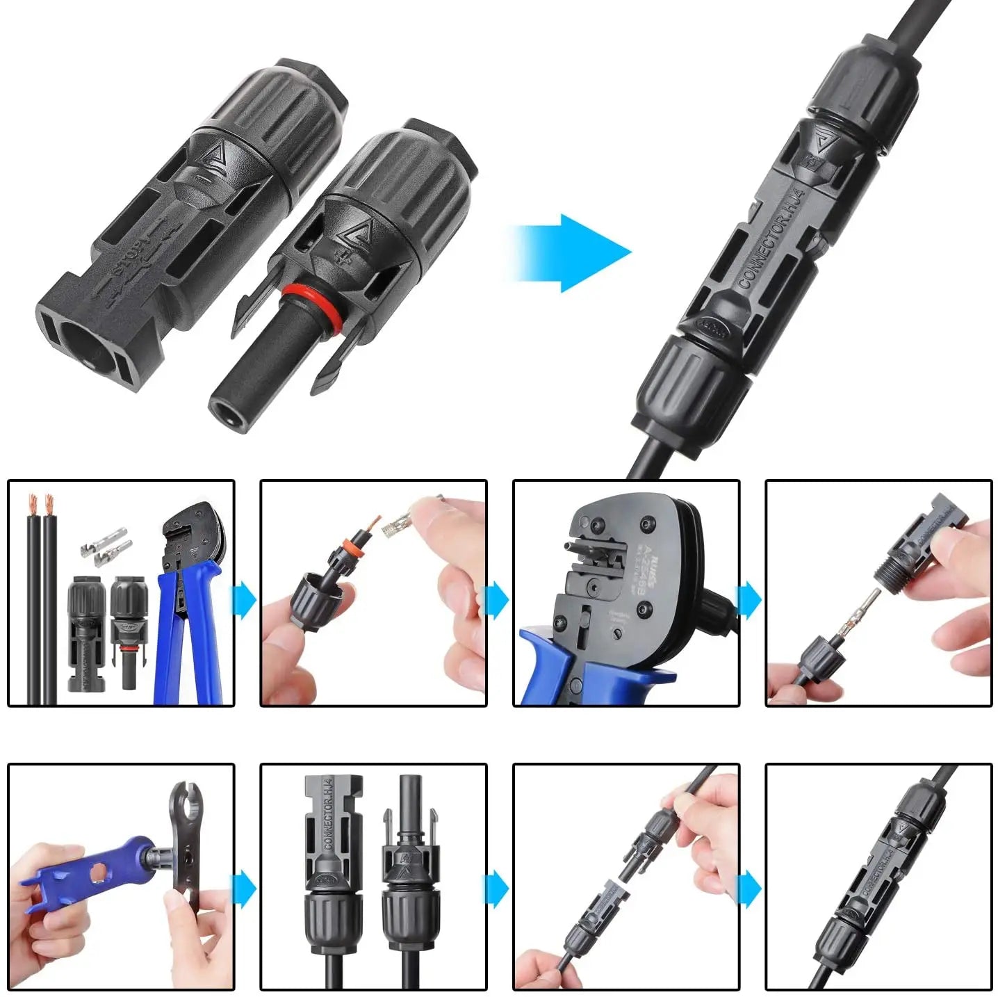 1 Pair DC Solar Connectors With Spanner PV Plug Cable Connectors by 54Grid - Renewable Energy Store