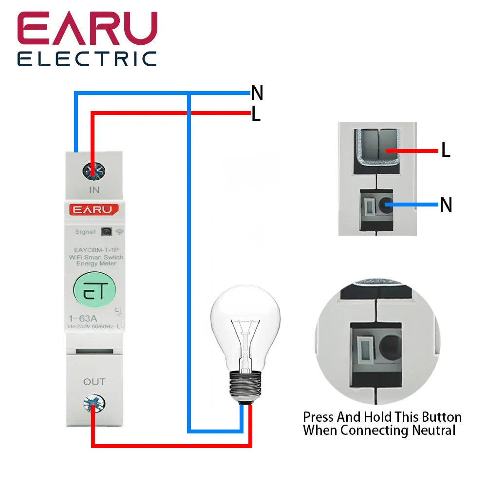 1P TUYA APP Zigbee WIFI Smart Energy Power Consumption kWh Meter Circuit Breaker Time Relay Switch Leakage Voltage Protection by 54Grid - Renewable Energy Store