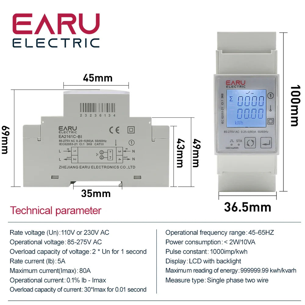 Tuya Wifi Zigbee 110V 220V 80A Smart Single Phase Two-way Bidirectional Energy Meter Timer Power Consumption Monitor KWh Meter by 54Grid - Renewable Energy Store