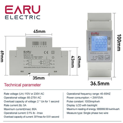 Tuya Wifi Zigbee 110V 220V 80A Smart Single Phase Two-way Bidirectional Energy Meter Timer Power Consumption Monitor KWh Meter by 54Grid - Renewable Energy Store
