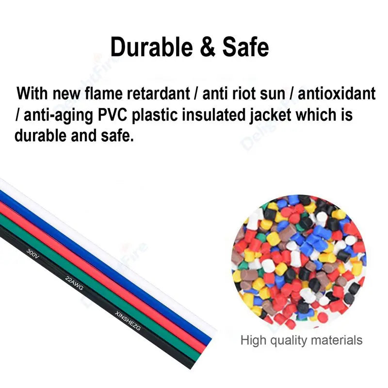 22 20 18 AWG 5Pin 12V Electronic Cable for RGBW LED Strip Lights by 54Grid - Renewable Energy Store