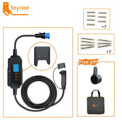 feyree Portable EV charger Type2 32A 7kW Fast Charging APP Wi-Fi Control by Setting Current & Charging time for Electric Vehicle