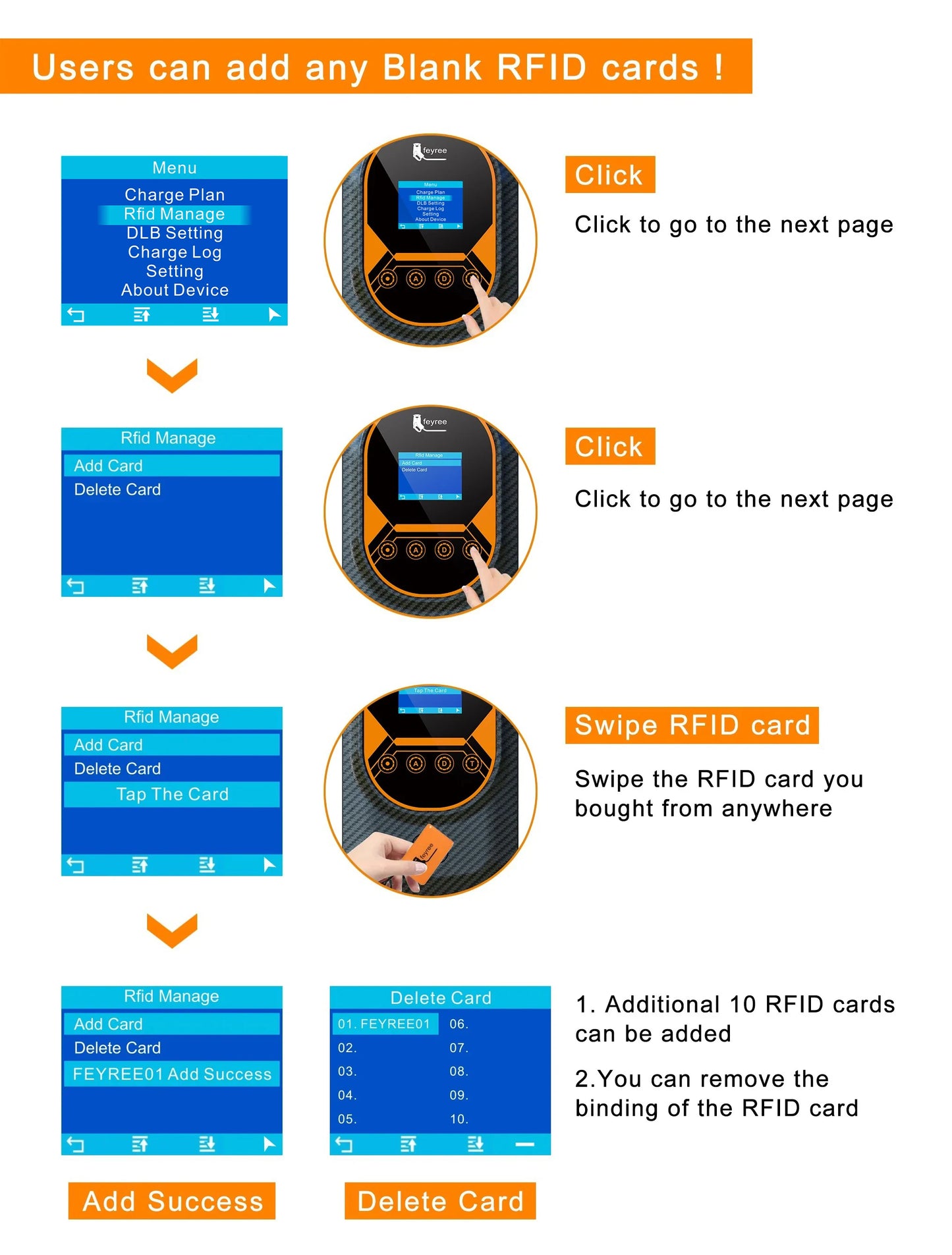 feyree GBT 22kW 32A Three Phase EV Wallbox Smart Dynamic Load Balance RFID Card APP Control EV Charging Station for Outdoor Use