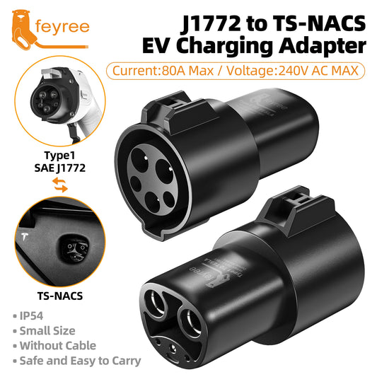 feyree EV Charger Adapter Type1 J1772 to Tesla TS-NACS Socket EVSE Conversion Socket for Electric Vehicle Car Tesla Model3/Y/S/X