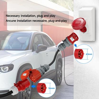 AFYEEV CEE Plug Adapter Cable 5-pin 400V 22KW 32A Male To 5-pin 400V 11KW 16A Female Electric Car Charger Adapter For Workshops