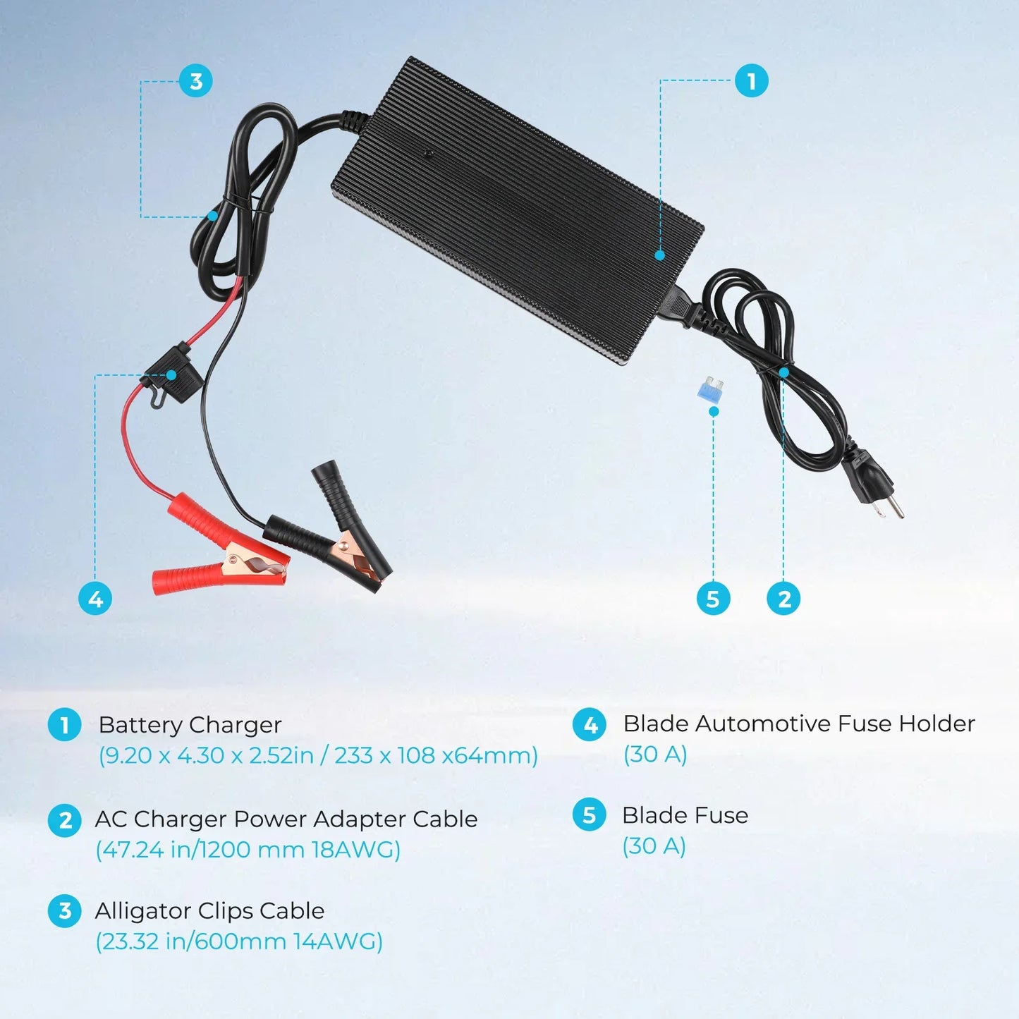 20A LFP 240V 12V AC Battery Charger For Lithium Iron Battery by 54Grid - Renewable Energy Store