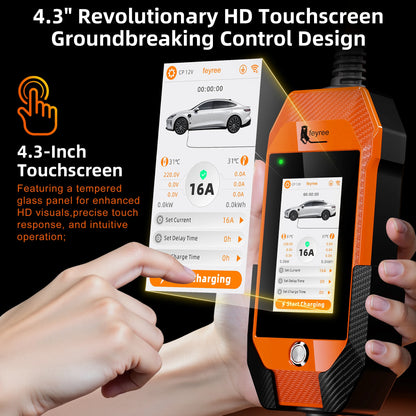 feyree 4.3inch Touch Screen Portable EV Charger Type2 / Type1 / GBT / TS-NACS EV Charger 16A 3.5kW 1Phase Smart APP WiFi Control
