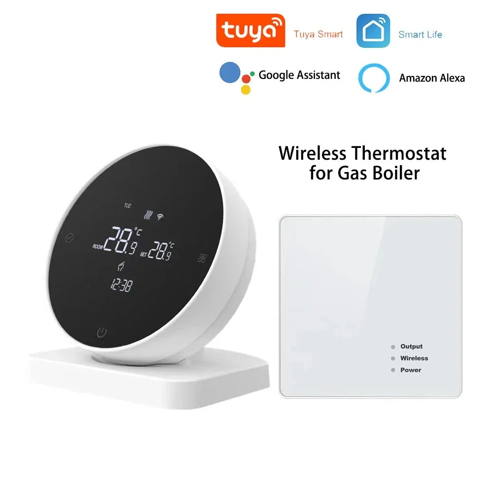Wireless WiFi Thermostat for Gas Boiler Heating Tuya Battery RF Wireless Receiver Temperature Controller Alice Google Home by 54Grid - Renewable Energy Store