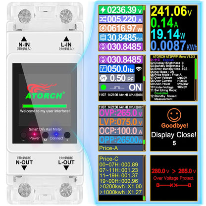 AT2PW 100A Tuya WIFI Din Rail Energy Meter Smart Switch Remote Control AC 220V 110V Digital Volt Amp Kwh Frequency Factor Meter by 54Grid - Renewable Energy Store