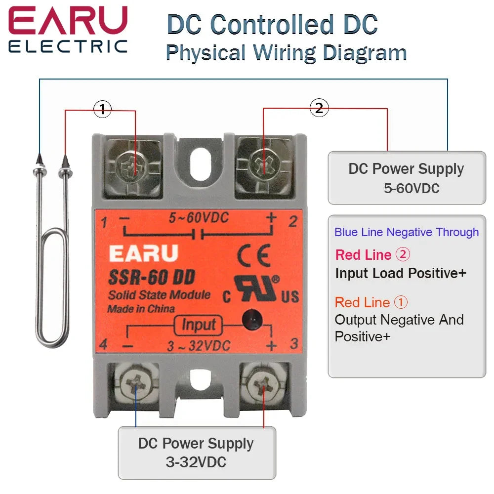 SSR-25DD SSR-40DD SSR 10A 60A 80A 100A Single Phase Solid State Relay Module DC 3-32V Input DC 5-60V Output Voltage Transformer by 54Grid - Renewable Energy Store