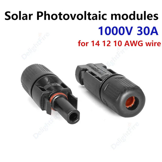 1 Pair Photovoltaic Connectors DC 1000V 30A Waterproof Terminals by 54Grid - Renewable Energy Store
