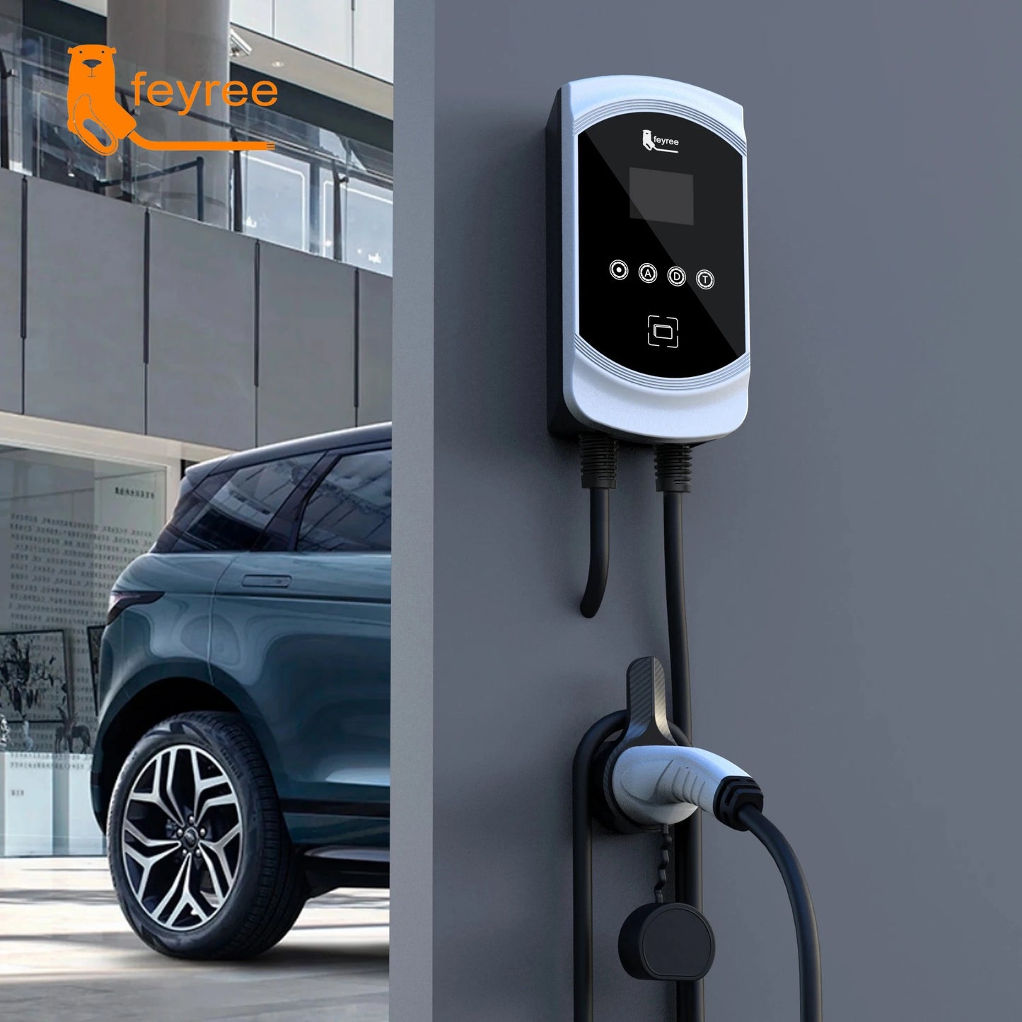 feyree Type2 EV Charger 32A 7.6KW 1Phase EVSE Wallbox 11KW 22KW 3 Phase Fast Charging Station 5m Cable for Electric Vehicle Car
