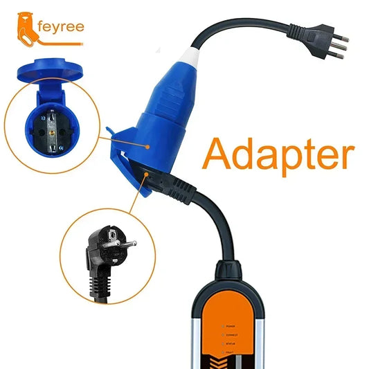 feyree EV Charger Adapter for Type2 16A 3.5KW 1Phase Multiple Plug Connector with Power Supply Side EVSE for Electric CarCharger