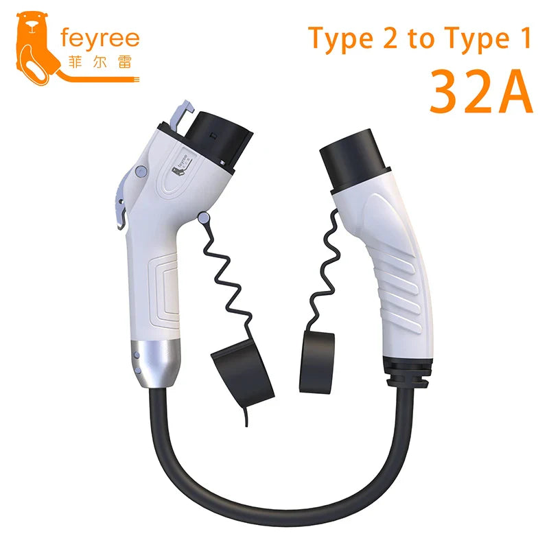 feyree Type 2 to J1772 Type 1 Charging Cable Adapter for EV Charging Station Electric Car EVSE Charger Plug 16A 3.5KW 32A 7KW by 54Grid - Renewable Energy Store