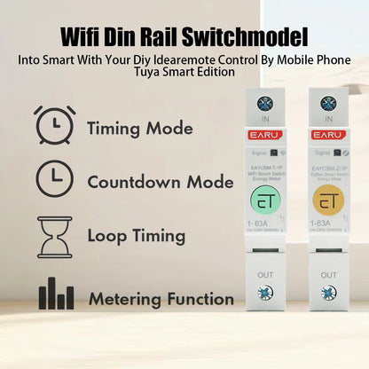 1P TUYA APP Zigbee WIFI Smart Energy Power Consumption kWh Meter Circuit Breaker Time Relay Switch Leakage Voltage Protection by 54Grid - Renewable Energy Store