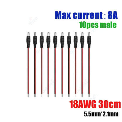 12V 3A DC Power Pigtail Cable 20 18 AWG Male Female Connector by 54Grid - Renewable Energy Store