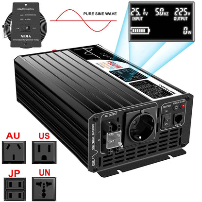 1500W inverter 12v 220v pure sine wave solar power inverter DC 24V 48V to AC 110V with remote control - 54Grid - Renewable Energy Store
