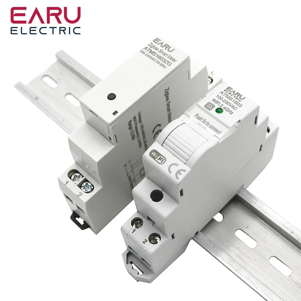 Tuya Smart WiFi Zigbee Electricity KWH Meter Din Rail Single Phase AC 110V 240V 50A 63A CT AC Meter App Real Time Monitor Power by 54Grid - Renewable Energy Store