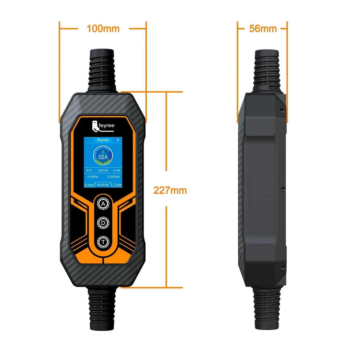 feyree Portable EV Charger Type2 32A 7KW Wi-Fi APP Control Current Adjustable Smart Timing Charging EVSE Wallbox Home&Outdoor