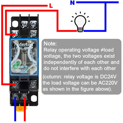1Pcs LY2NJ HH62P Small Electromagnetic Relay 10A 8PIN Coil Power Relay DC12V DC24V AC110V AC220V With Socket Base DIN Rail