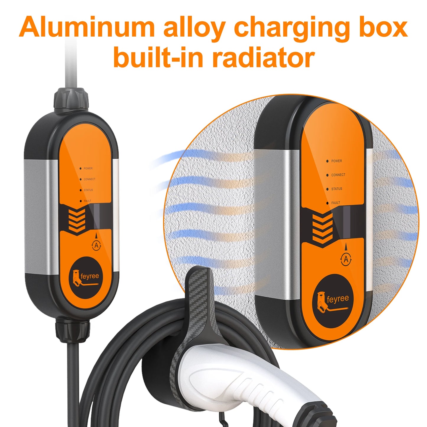 feyree EV Portable Charger Type2 5m Cable 3.5KW 16A IEC62196 Socket 1Phase Type1 j1772 Socket with Schuko Plug for Electric Car