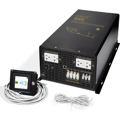 8000W Split-phase Pure Sine Wave Solar Power Inverter Battery 24V/36V/48V/96V DC to 110/220V,120/240V AC Converter Wired Control by 54Grid - Renewable Energy Store