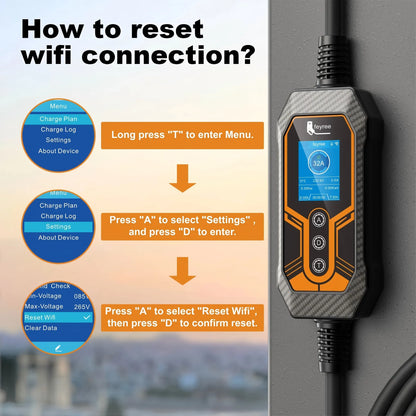 feyree Portable EV Charger 32A 7kW 1P APP WIFI Control Replaceable Charging Plug Smart Multifuction EV Charger for Electric Cars