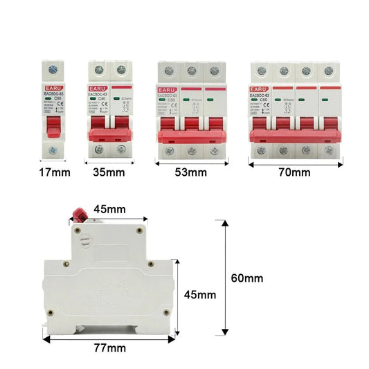 DC 1000V 1P 2P 3P 4PSolar Mini Circuit Breaker Overload Protection Switch 6A 10A 16A 20A 25A 32A 40A 50A 63A Photovoltaic MCB PV by 54Grid - Renewable Energy Store