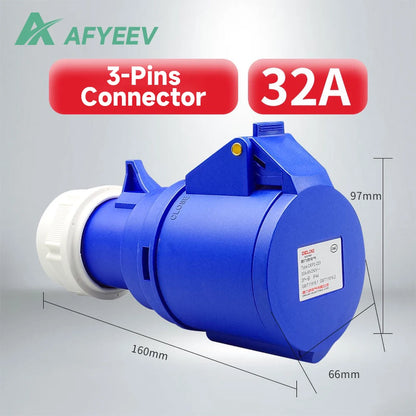 AFYEEV EV Charger Schuko Plug to CEE Red Power Female Plug 5 Pins Socket Adapter Connect with 16A 3 Phase 11KW Portable Charger