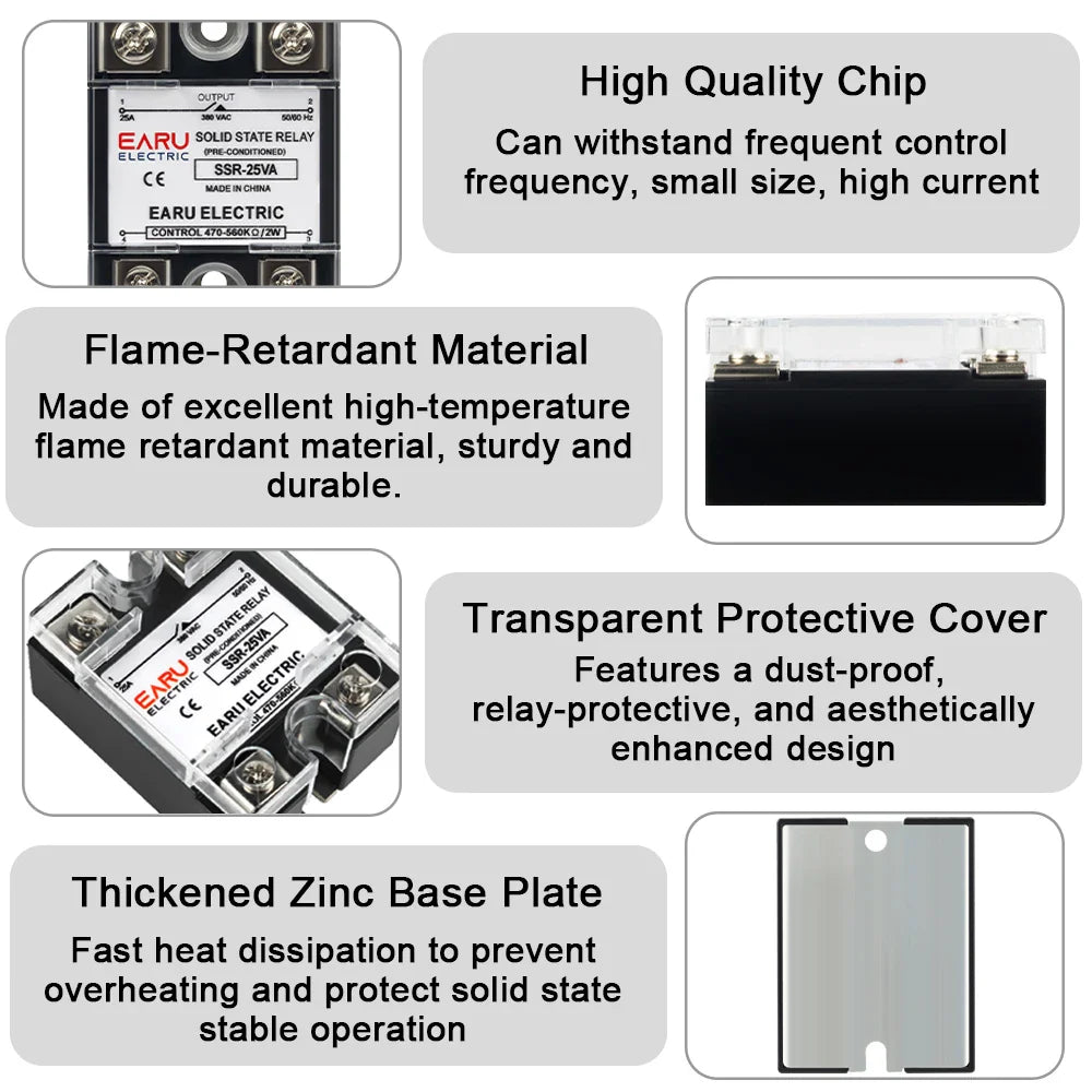 SSR-10VA 25VA 40VA Solid State Relay Voltage Regulator SSR 10-150A  AC 380V Output Potentiometer for PID Temperature Controller