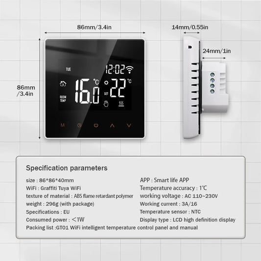 ME81 TUYA APP WiFi Smart Thermostat Floor Heating TRV Water Gas Boiler Temperature Voice Remote Controller for Google Home Alexa by 54Grid - Renewable Energy Store