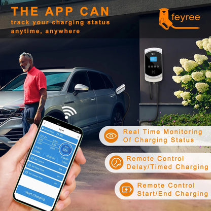 feyree EV Charger 32A 22KW 3Phase 11KW 16A Electric Car Charger EVSE Wallbox 7.6KW 32A Type2 Cable IEC62196-2 Socket APP Control