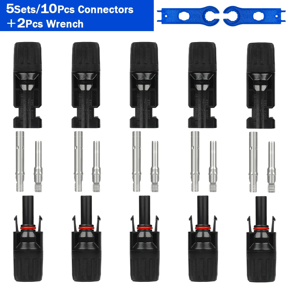 5/10/20/30/50 Pairs DC Solar Connector 1000V 30A Panel Stecker IP67 Waterproof Connector Kit for Sola PV Cable with 2Pcs Spanner