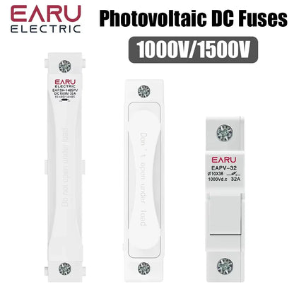 Din Rail Solar Fuses DC 1000V 1500V PV Photovoltaic 20A 25A 30A Fuse Holder Base for Solar System Short Circuit Protection gPV