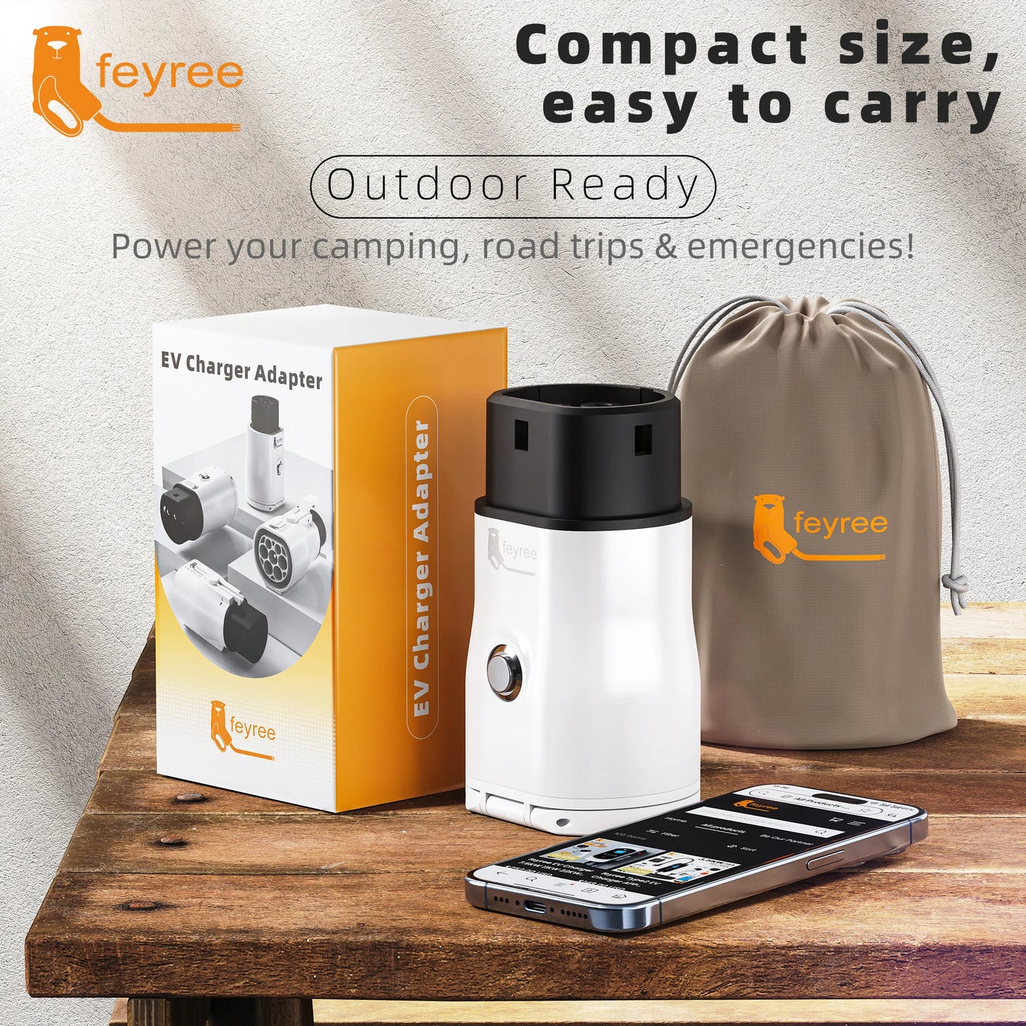 feyree Type2 V2L Discharger Adapter for MG/Kia/Hyundai/Chinese EVs,Vehicle to Load Power Converter and Safety Switch for Camping